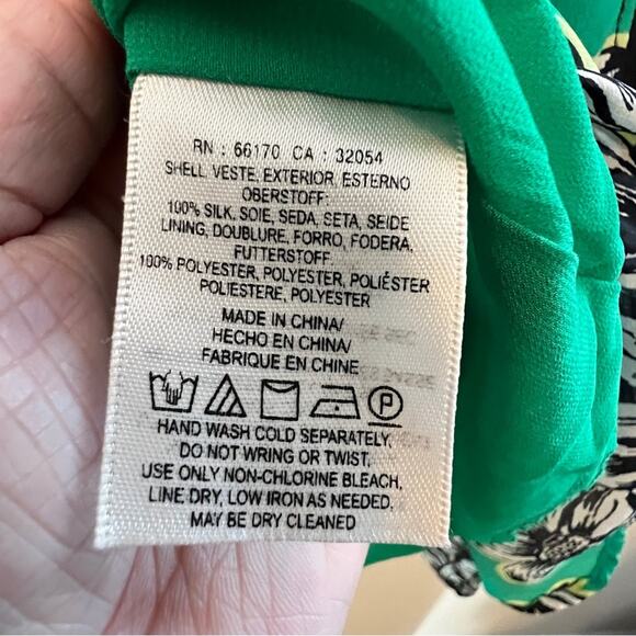 Maeve Ayame Green Black Floral Zip Front Dress Pockets Silk Corpcore Sz 14 - Picture 6 of 9